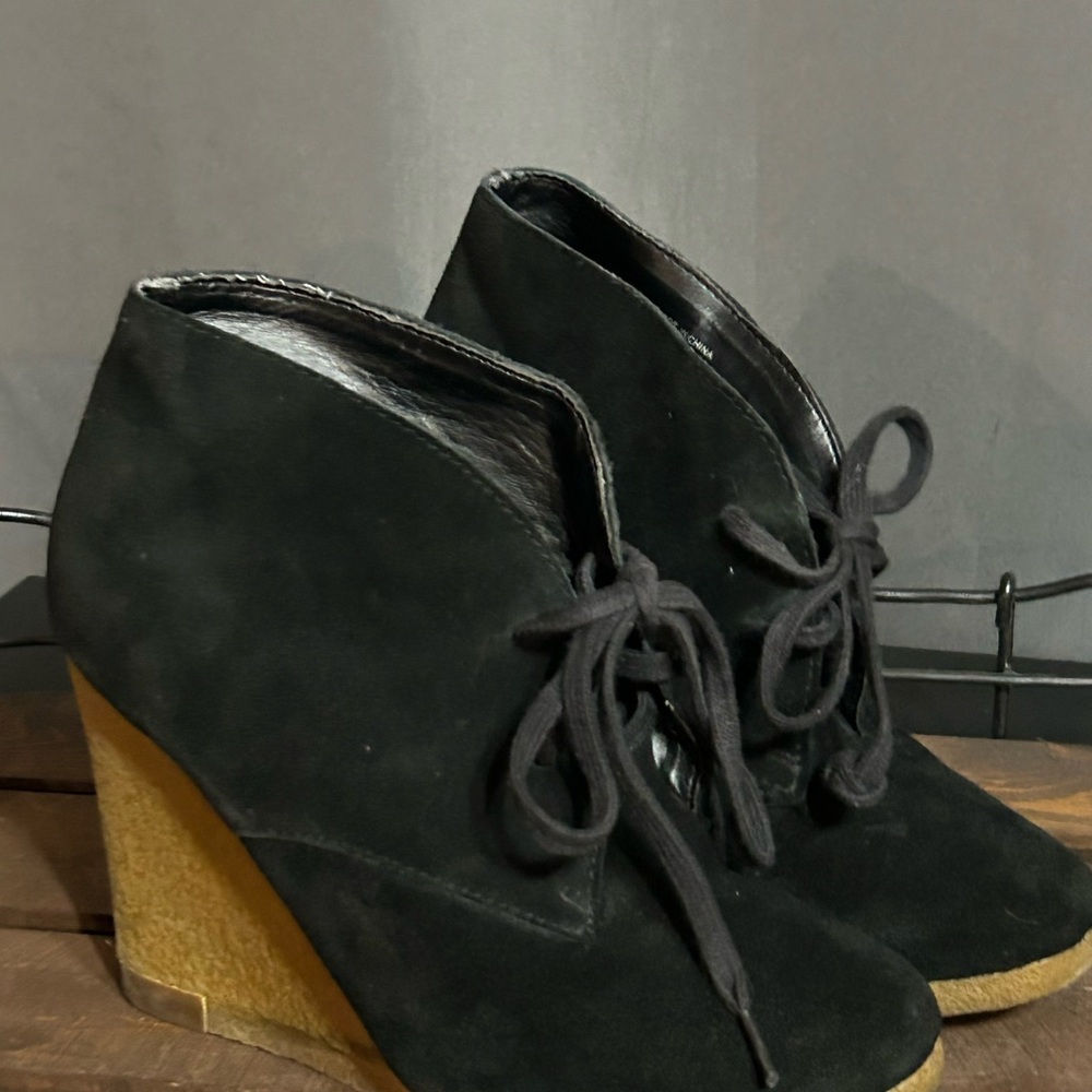 Aldo Black Suede Wedge Boots